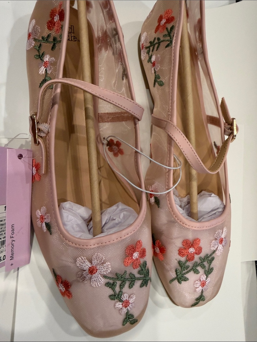 Wild Fable Elsa Embellished Pink Floral Mary Jane Flats size 10 NIB - Picture 2 of 7